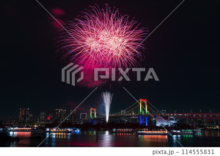 東京夜景　お台場レインボー花火 114555831