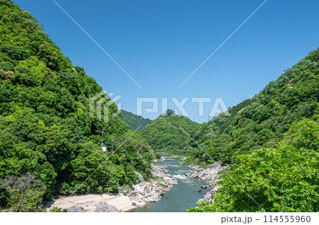 新緑の木津川風景　京都府笠置町 114555960