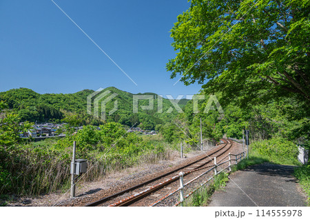 木津川沿いに伸びるローカル線　関西線　京都府笠置町 114555978