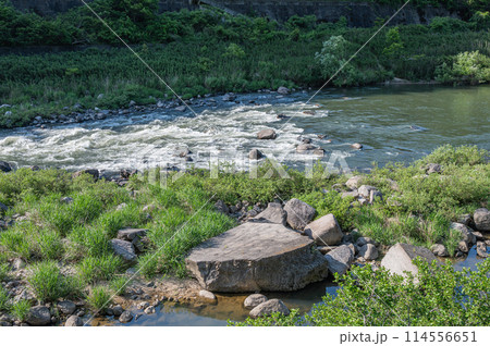 木津川の急流 京都府笠置町 木津川の急流 京都府笠置町 114556651