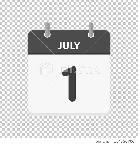 7月1日･july 1stの日めくりカレンダーのアイコン - 7/1の日付入りの暦のデザイン素材 114556706