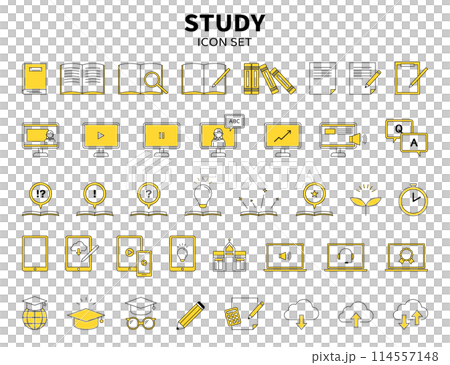 Education Study Learning Illustration Icon Set... - Stock Illustration ...