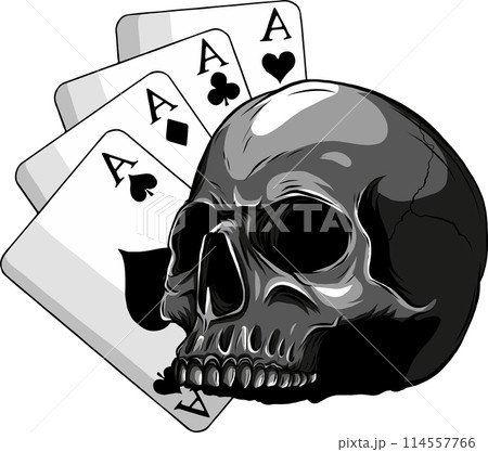 monochrome Poker cards with skull, vector illustration monochrome Poker cards with skull, vector illustration 114557766