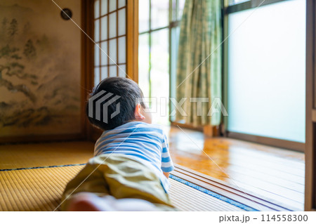 和室と子供 114558300