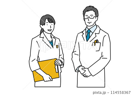 白衣の男性と女性　医者のイラスト 114558367
