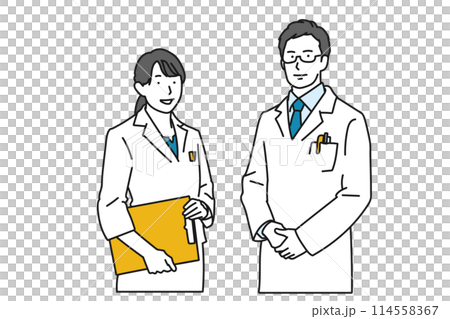 白衣の男性と女性　医者のイラスト 114558367