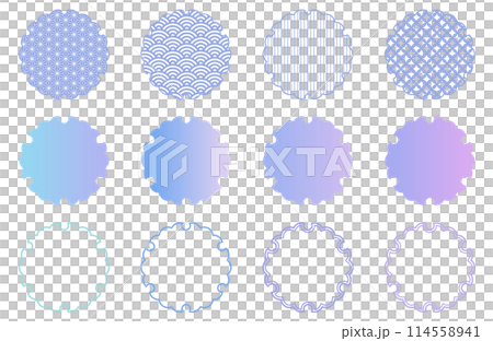 Snow wheel pattern illustration set Japanese pattern Traditional pattern Background illustration Gradient Snow wheel pattern illustration set Japanese pattern Traditional pattern Background illustration Gradient 114558941