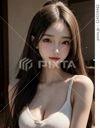 振り向く白いビキニの女性 振り向く白いビキニの女性 114559482