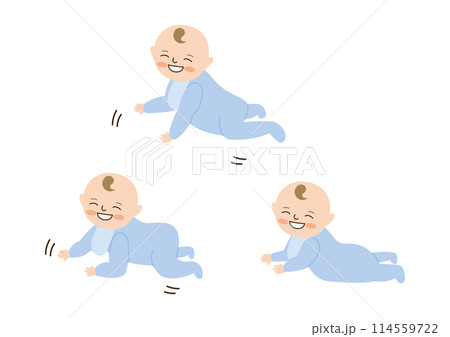 笑顔でハイハイする赤ちゃんセット 114559722