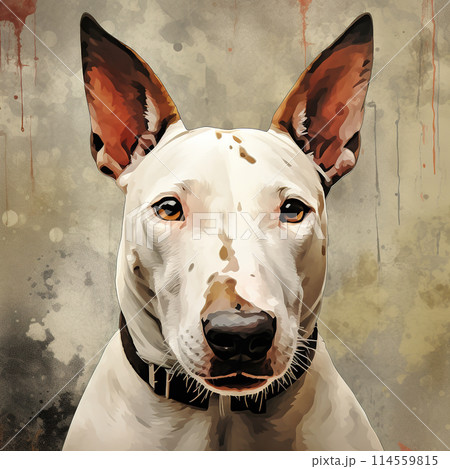 Image of cute bull terrier dog on a clean background. Pet. Animals. Illustration, Generative AI. 114559815