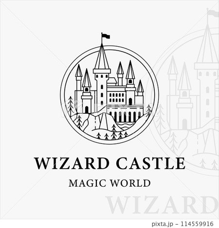 hogwarts castle line art logo vector illustration template icon graphic design. print apparel t-shirt harry potter 114559916
