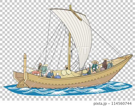 Ferry boat in the Edo period Ferry boat in the Edo period 114560744