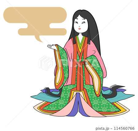 十二単の女性-ふきだし 114560766