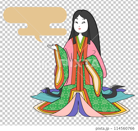 十二単の女性-ふきだし 114560766