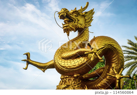 黄金色の龍の像 プーケット Hai Leng Ong Statue タイ旅行 114560864
