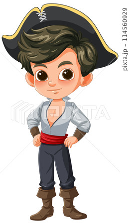 Cartoon Pirate Boy in Costume 114560929