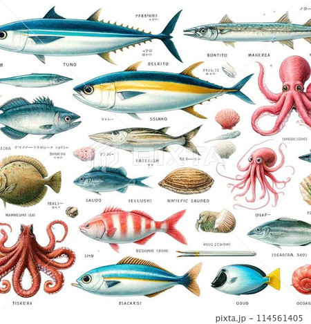 カラフルな魚のイラスト 114561405