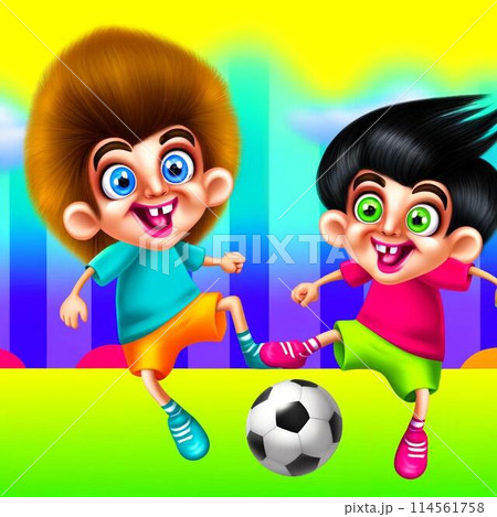 サッカーをする子供たち 114561758