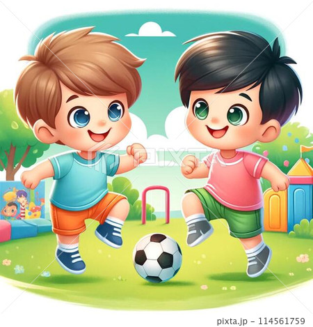 サッカーをする子供たち 114561759