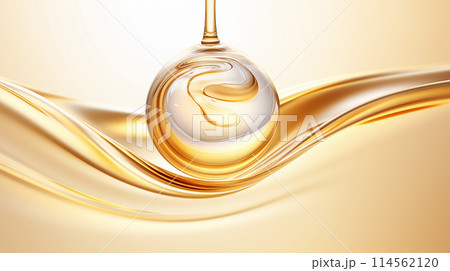 " 金色に輝く液体のクローズアップ撮影 "<AI生成素材> 114562120