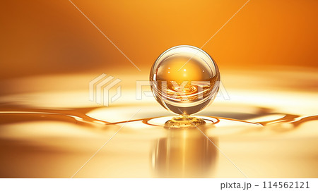 " 金色に輝く液体のクローズアップ撮影 "<AI生成素材> 114562121