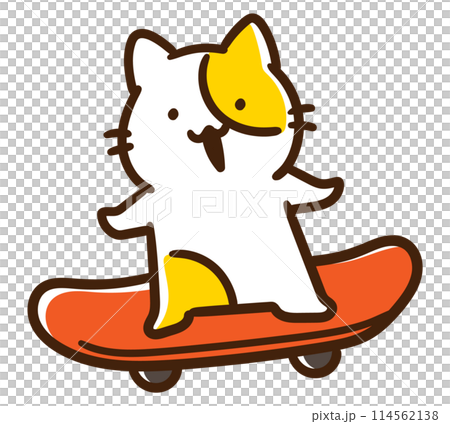 可愛的貓角色騎滑板的變形插圖 可愛的貓角色騎滑板的變形插圖 114562138
