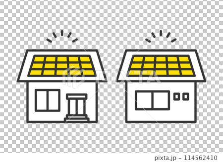Solar powered house illustration set 114562410