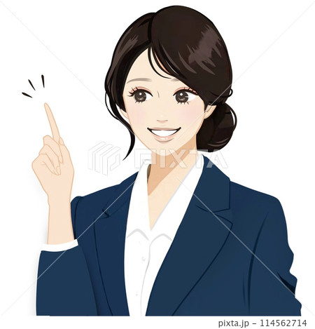 スーツの女性イラスト,ボブ, 案内, 説明, 解説.黒髪, ブレザー, 制服, スーツ, ol, 学 114562714