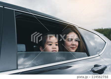 Summer vacation happy mother and daughter having fun. The concept of family on vacation and travel. 114562788