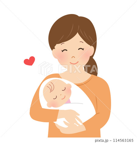 赤ちゃんを抱くお母さんのベクターイラスト 赤ちゃんを抱くお母さんのベクターイラスト 114563165