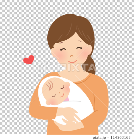 赤ちゃんを抱くお母さんのベクターイラスト 赤ちゃんを抱くお母さんのベクターイラスト 114563165