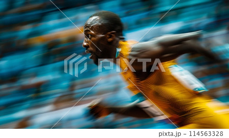 Dynamic action shots of Olympic athletes at the peak of their performance showcasing skill and speed Dynamic action shots of Olympic athletes at the peak of their performance showcasing skill and speed 114563328