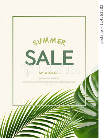 Summer sale banner template design. Vector illustration. 114563382