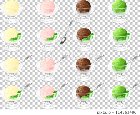 Ice cream in glass containers, 4 flavors Ice cream in glass containers, 4 flavors 114563496