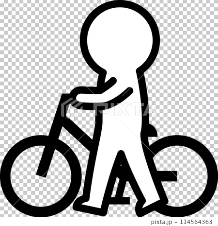 一個人推著自行車走路的變形圖 一個人推著自行車走路的變形圖 114564363