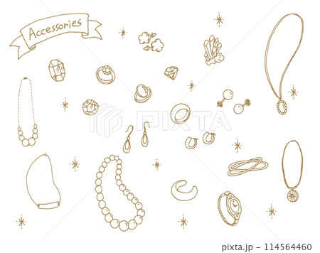 アクセサリーイラスト（線画／金茶） 114564460