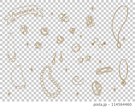 Accessory illustration (line drawing/golden brown) 114564460