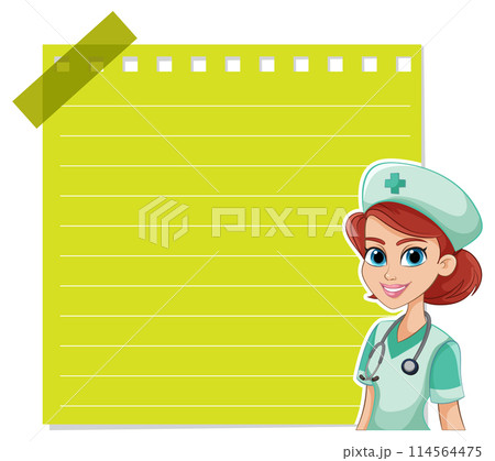 Friendly Nurse with Medical Clipboard 114564475
