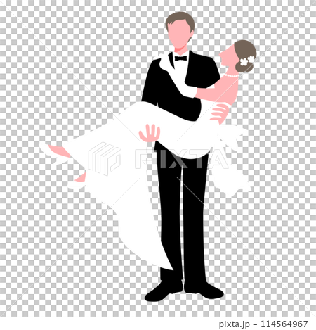 花嫁をお姫様抱っこする花婿 花嫁をお姫様抱っこする花婿 114564967