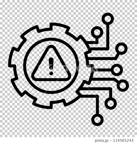 AI 風險圖像圖示。齒輪內部有一個感嘆號。 AI 風險圖像圖示。齒輪內部有一個感嘆號。 114565243