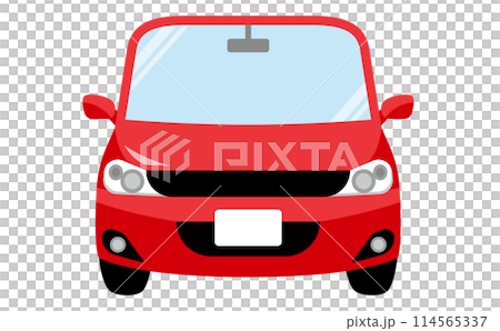 Simple vector illustration of a red car from the front and in front_Family car, no brand 114565337
