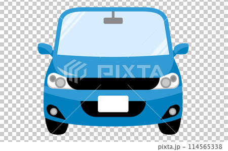 Simple vector illustration of a blue car from the front and in front_Family car, no brand 114565338