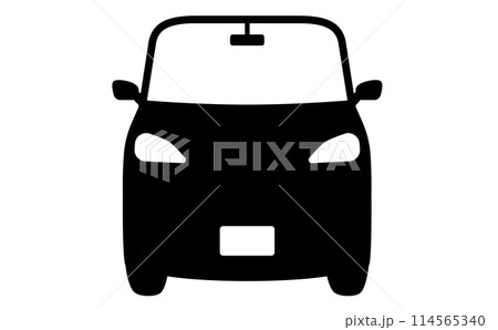 正面・前向きの車のシルエットアイコンイラスト・マーク_パーキング・自動車・ワゴン車など 114565340
