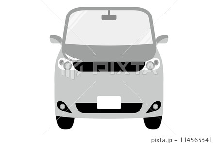 正面・前方のシルバーの自動車のシンプルベクターイラスト_ファミリーカー・ノーブランド 正面・前方のシルバーの自動車のシンプルベクターイラスト_ファミリーカー・ノーブランド 114565341