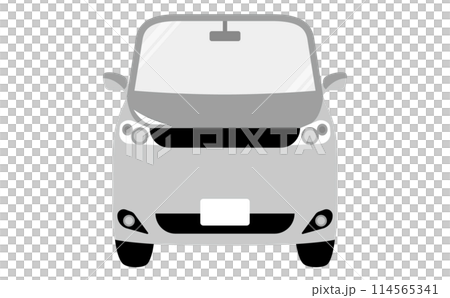 正面・前方のシルバーの自動車のシンプルベクターイラスト_ファミリーカー・ノーブランド 正面・前方のシルバーの自動車のシンプルベクターイラスト_ファミリーカー・ノーブランド 114565341