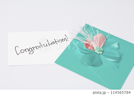 Handmade greeting card. On the white background. Original gift. Handmade greeting card. On the white background. Original gift. 114565784