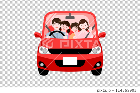 Illustration of a family enjoying a drive in a car on a family trip with a smile_Summer vacation, outing, car insurance Illustration of a family enjoying a drive in a car on a family trip with a smile_Summer vacation, outing, car insurance 114565903