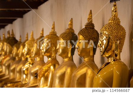 Group of seated Buddha statue in Wat Phra Sri Rattana Mahathat temple in Phitsanulok province. Group of seated Buddha statue in Wat Phra Sri Rattana Mahathat temple in Phitsanulok province. 114566087