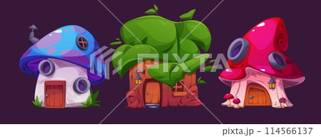 Cute fairy tale mushroom gnome or elf forest house 114566137