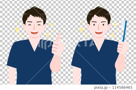 歯ブラシを持って笑顔で歯磨き指導する歯医者のイメージイラスト_歯科・インプラント・ホワイトニングなど 歯ブラシを持って笑顔で歯磨き指導する歯医者のイメージイラスト_歯科・インプラント・ホワイトニングなど 114566465